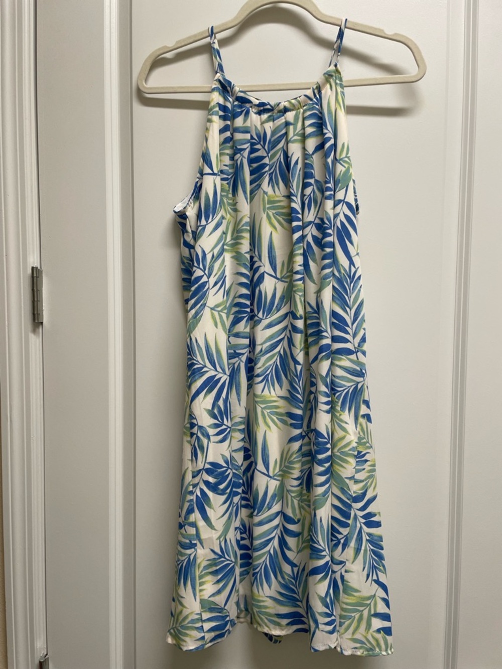 Siren Lily Blue, Green and Cream Leaf-Print Top